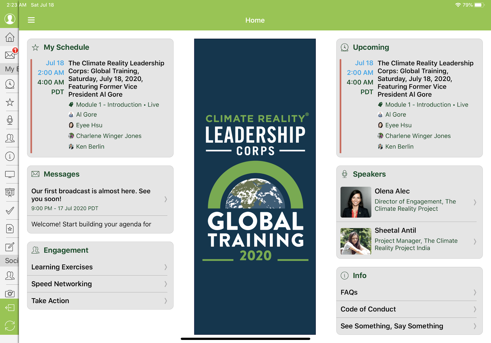Image of mobile device view of The Climate Reality Project attendee landing page.
