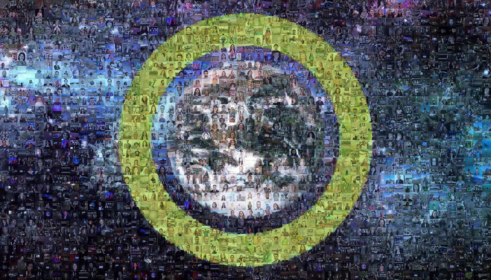 Image of art created by placing photos of virtual event attendees into a mosaic pattern.